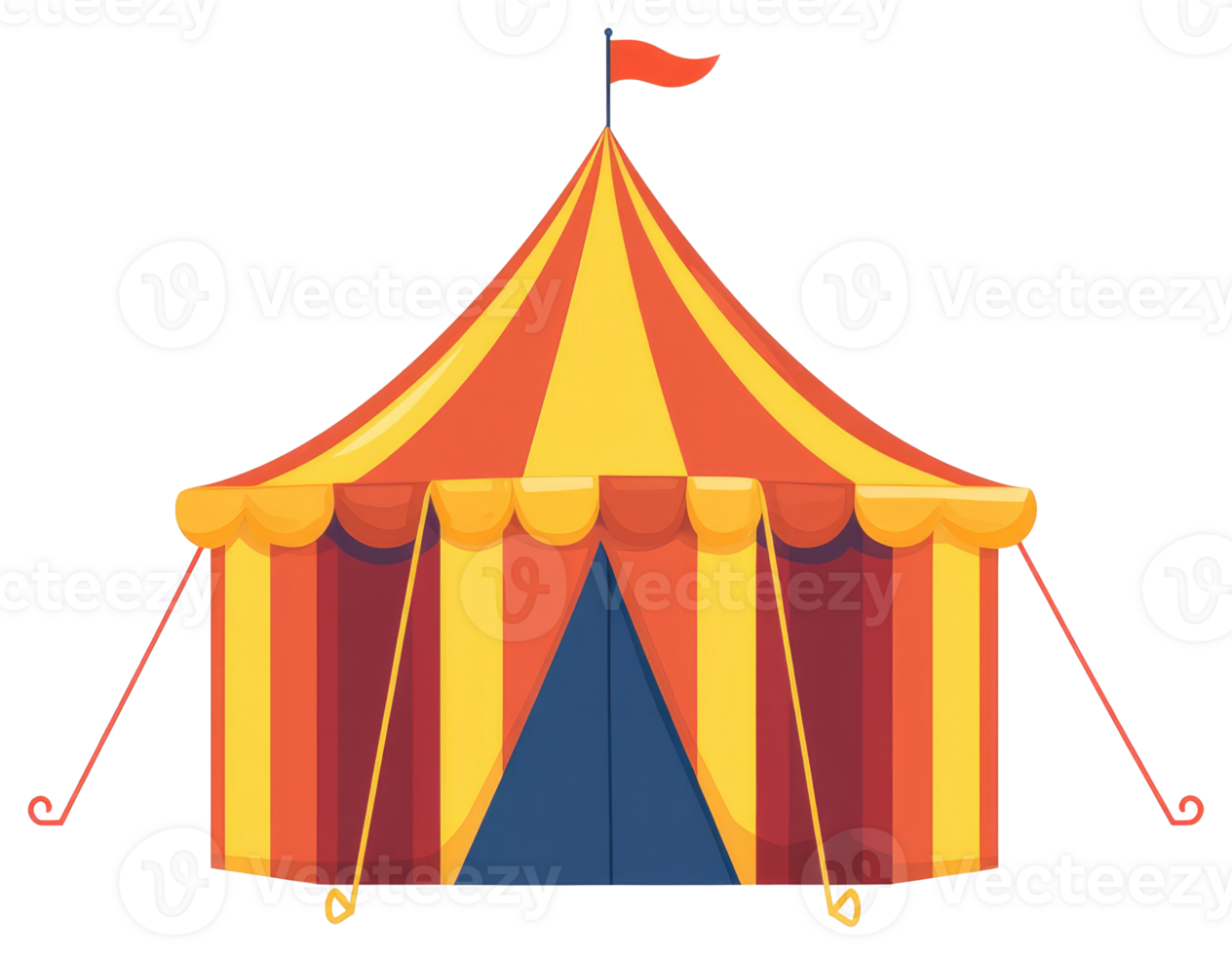 A colorful and iconic striped circus tent standing outside png