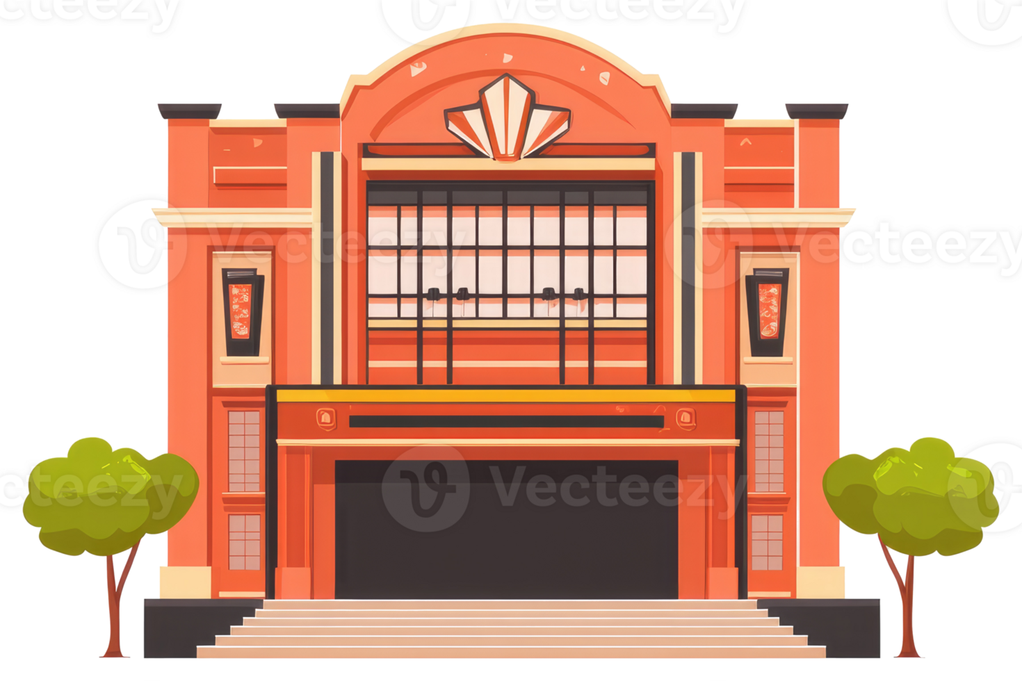 An illustrative cartoon image of a classic style theater building png