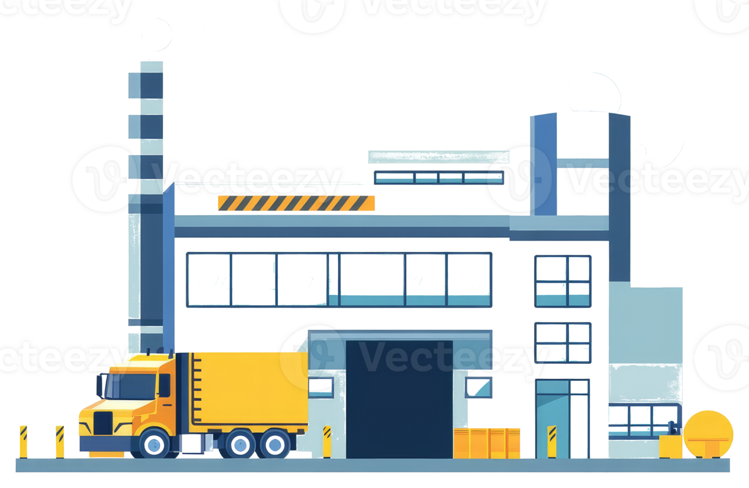 A factory with trucks and a truck png