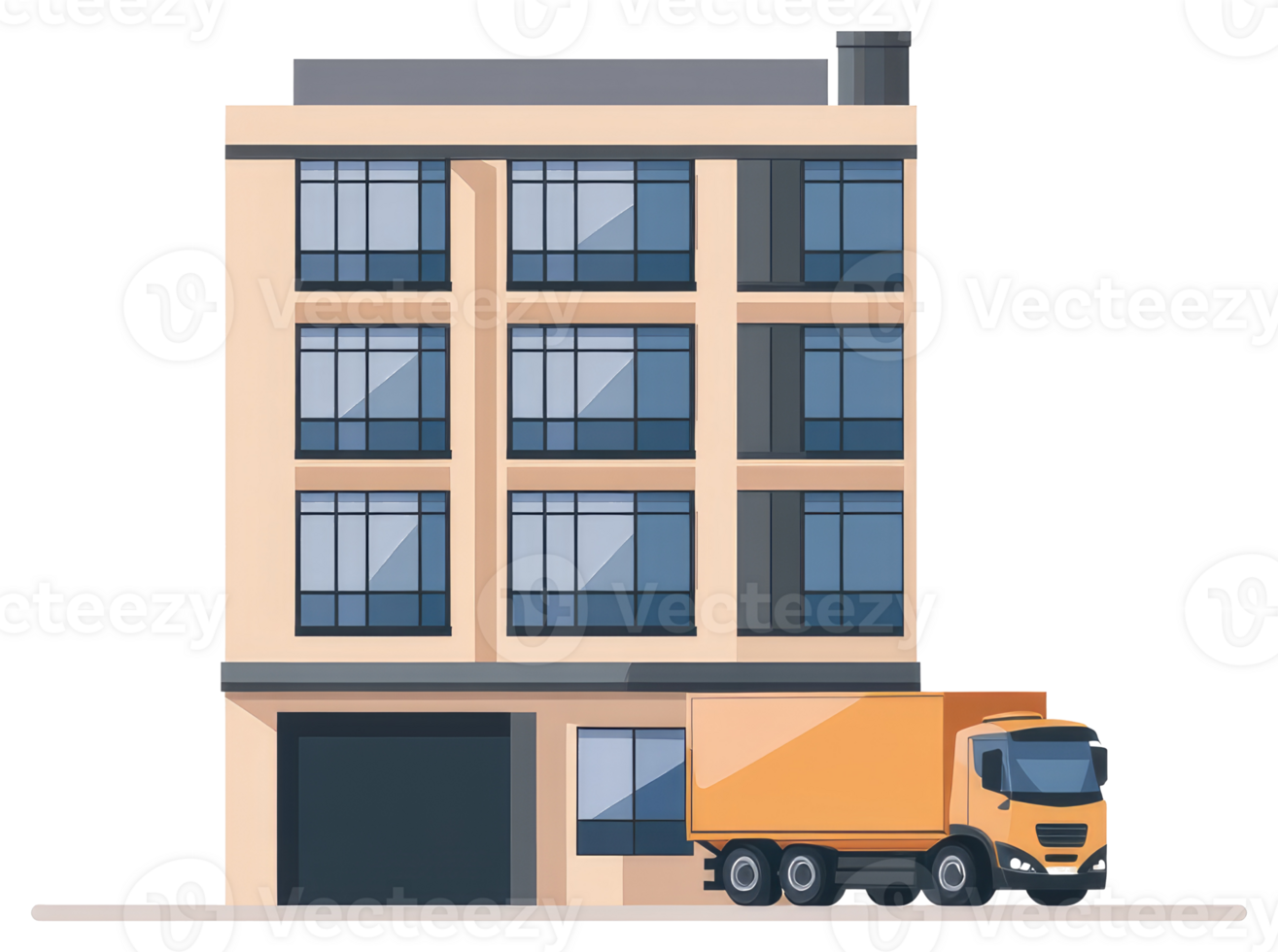 A truck is parked in front of a building png