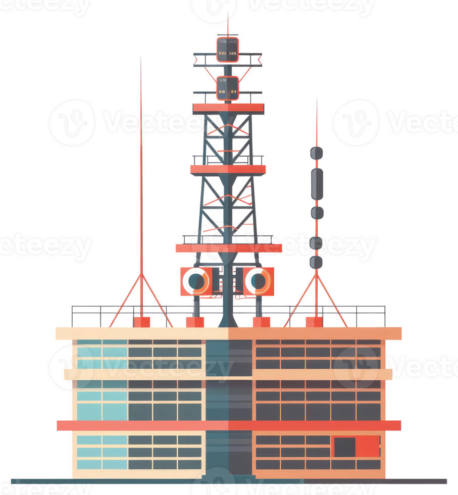A sticker of a building with a tower png