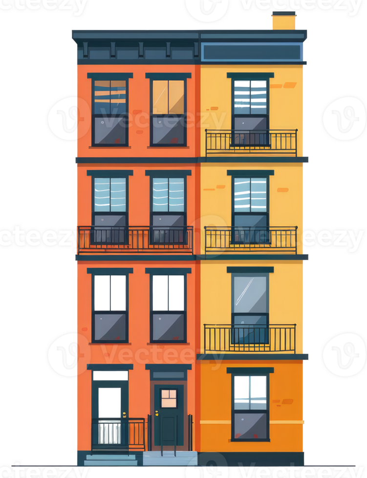 An orange and yellow apartment building sticker png