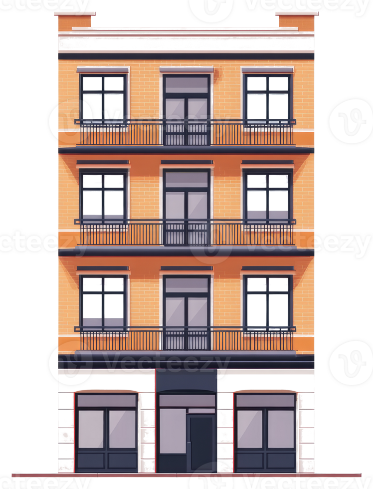A building with balconies and windows sticker png
