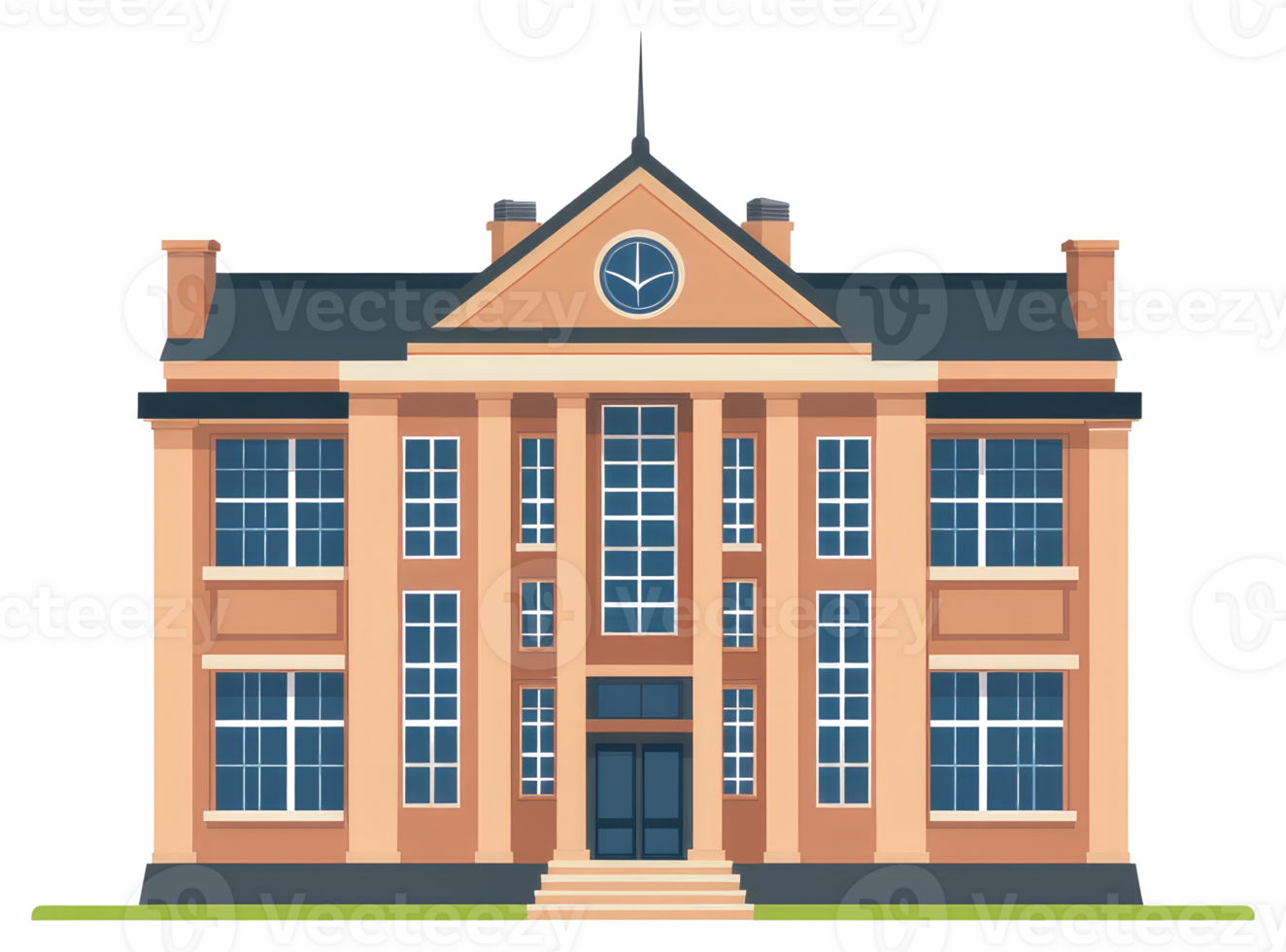 A sticker of a building with a clock on it png
