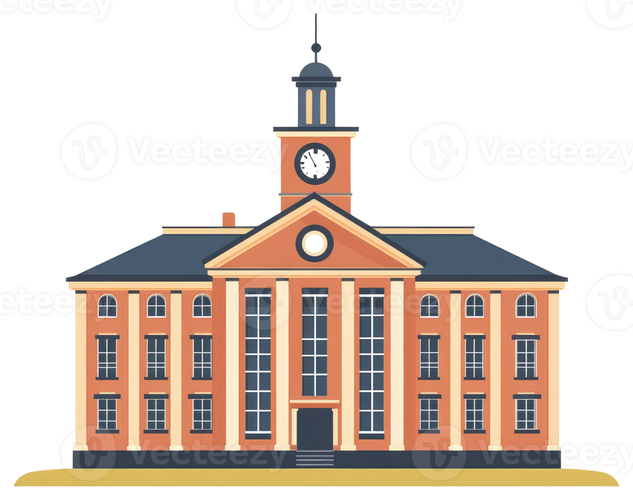 A sticker of a building with a clock tower png