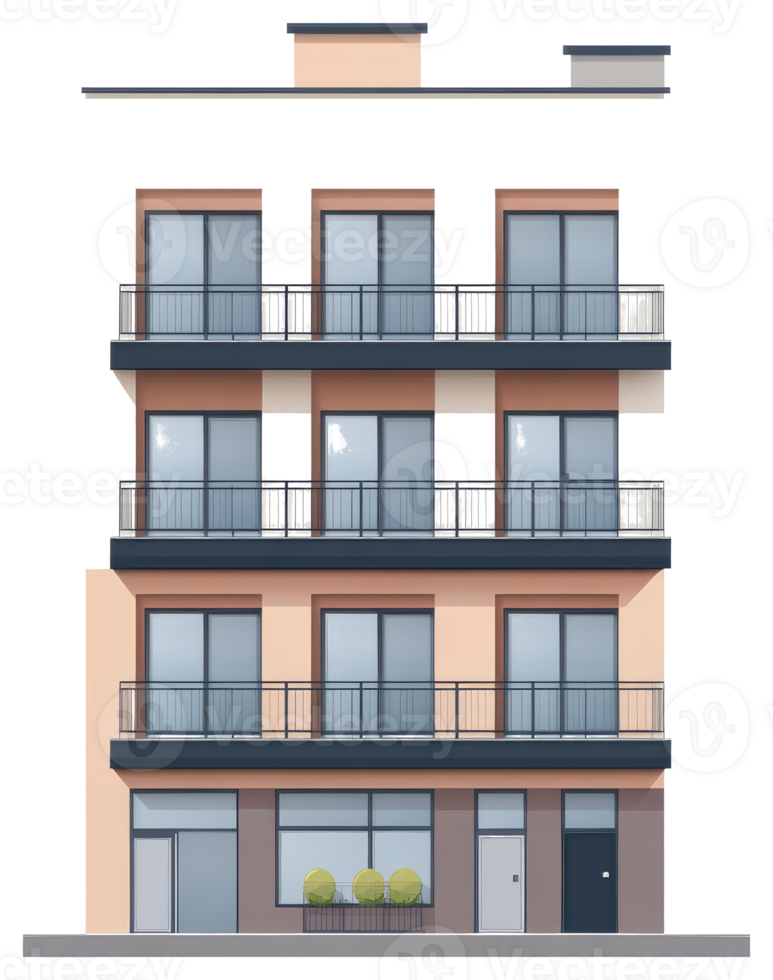 A building with balconies and balconies sticker png
