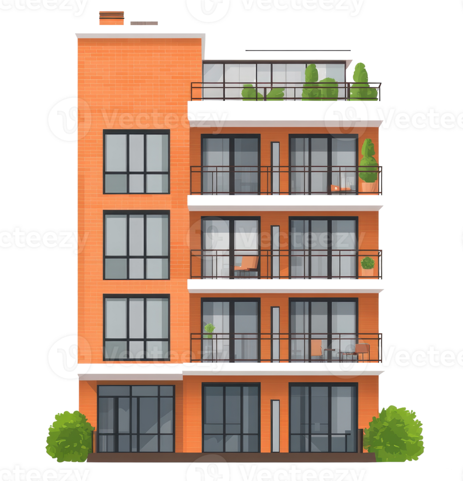 An orange apartment building sticker png