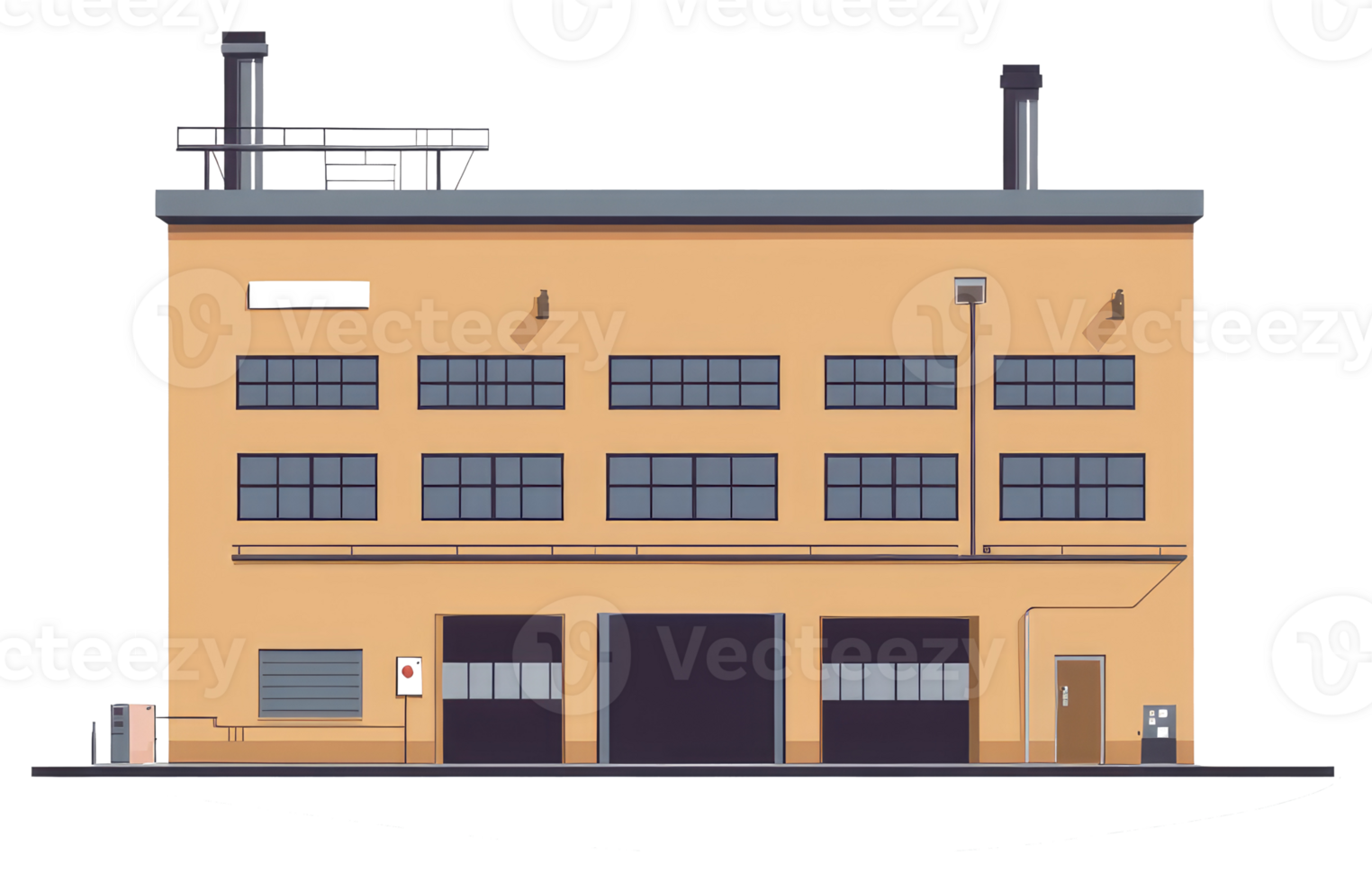 A sticker of a factory building with a large window png
