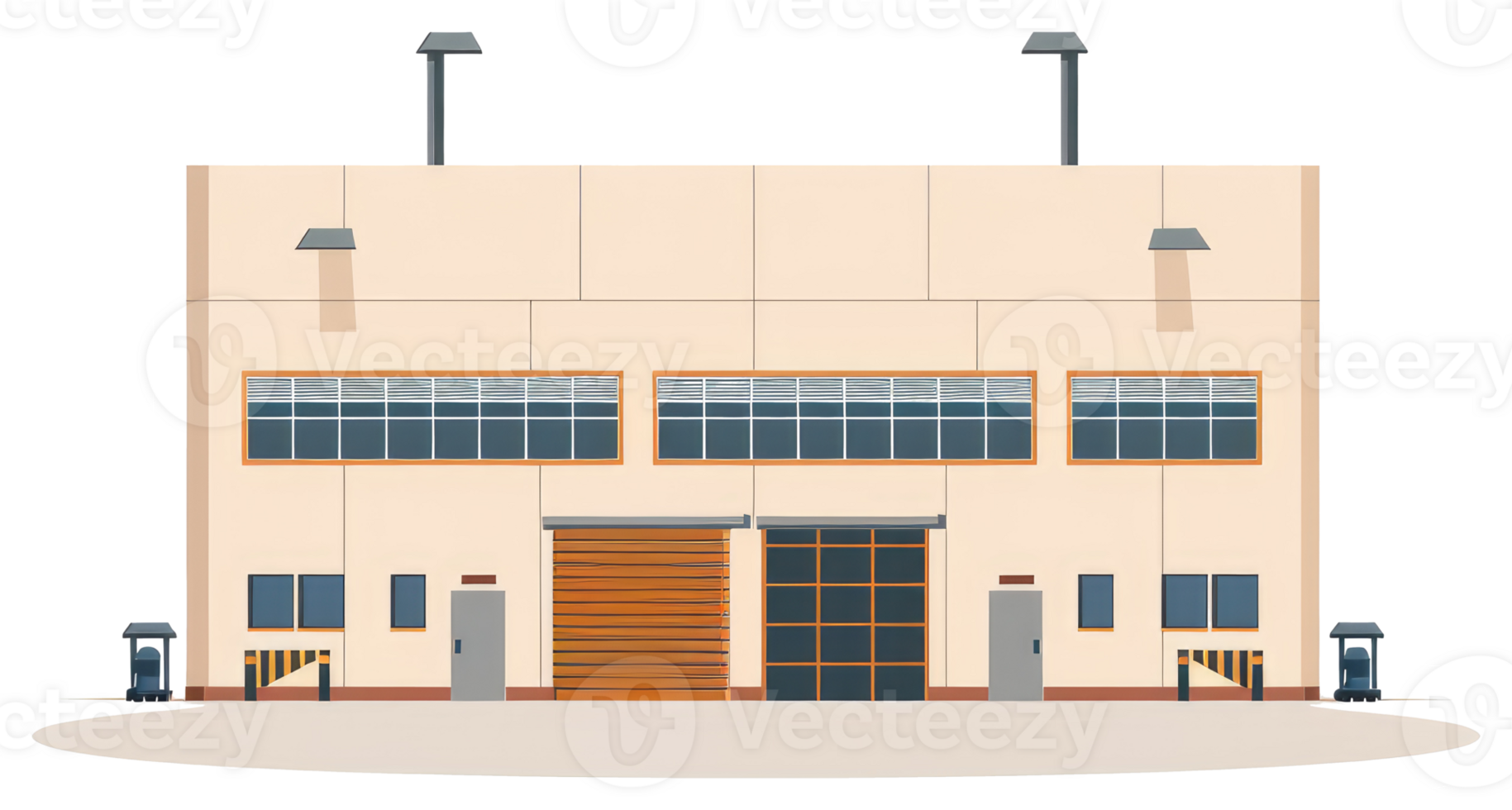 A sticker of a building with a garage door png