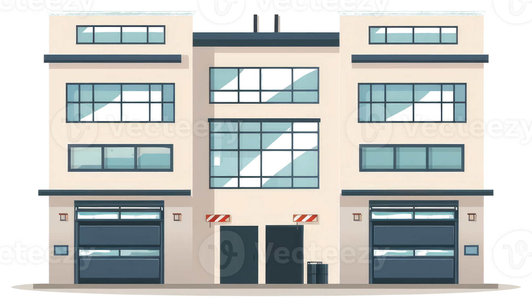 A sticker of a building with two doors png