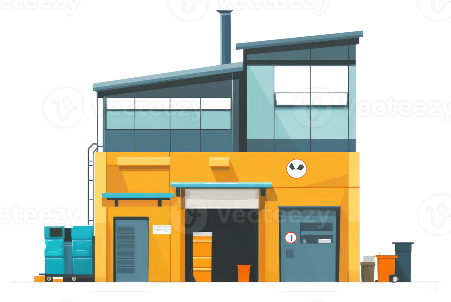 A sticker of a building with a garage door png