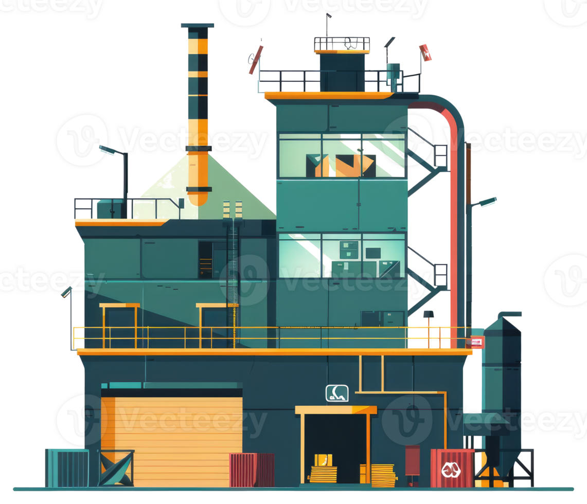 A sticker of a factory with a large chimney png