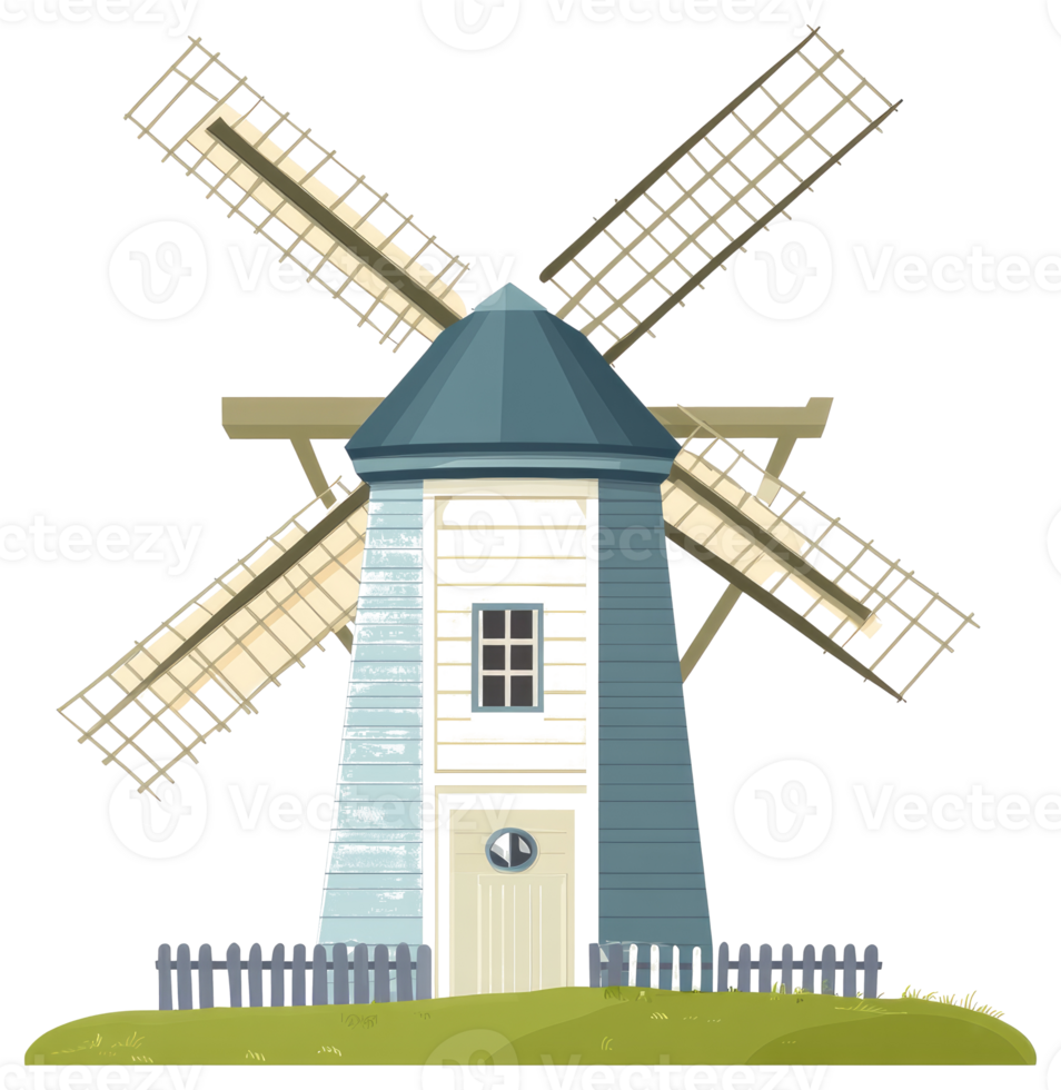 A sticker of a windmill on a black background png