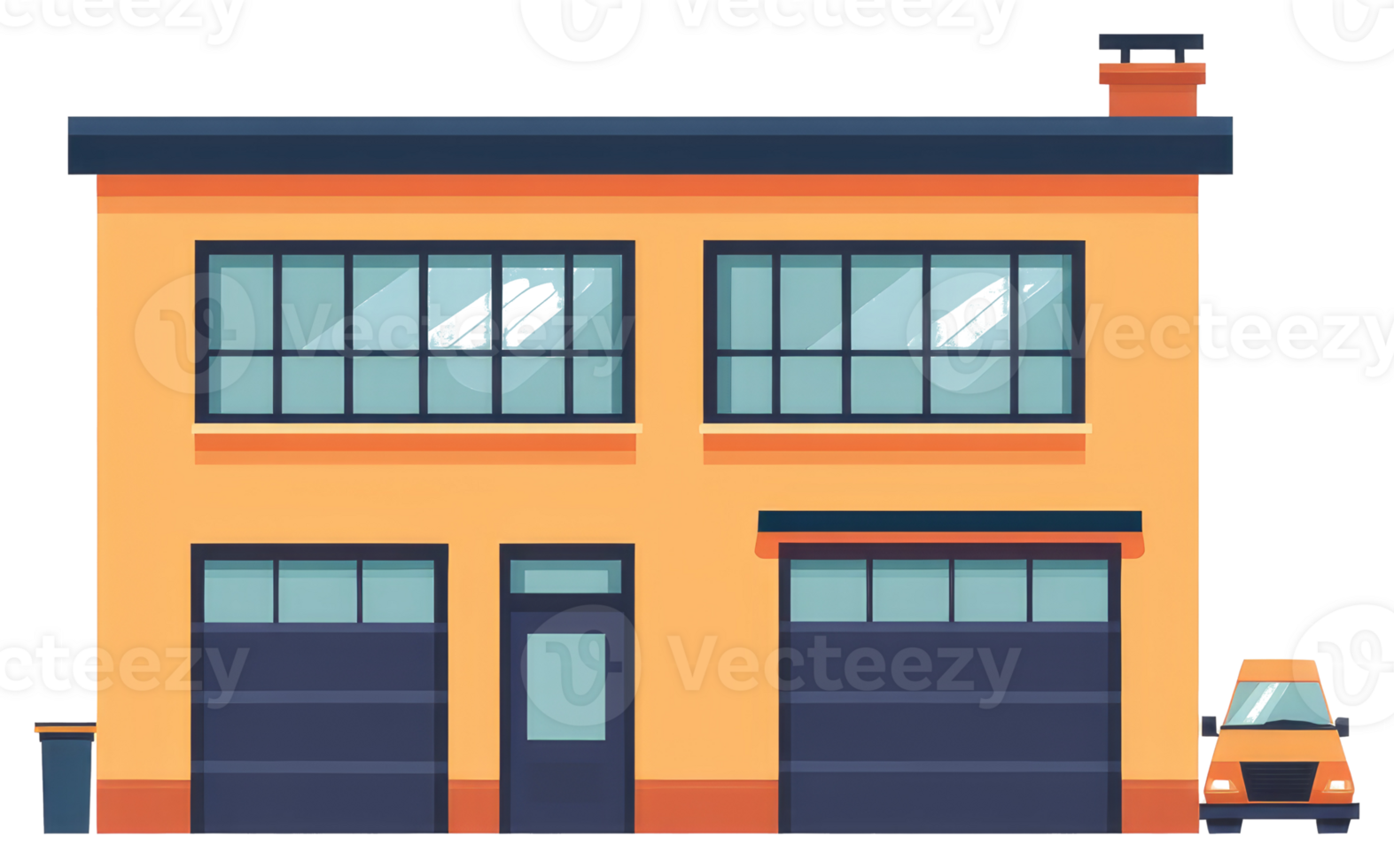 A sticker of a house with a car parked in front png