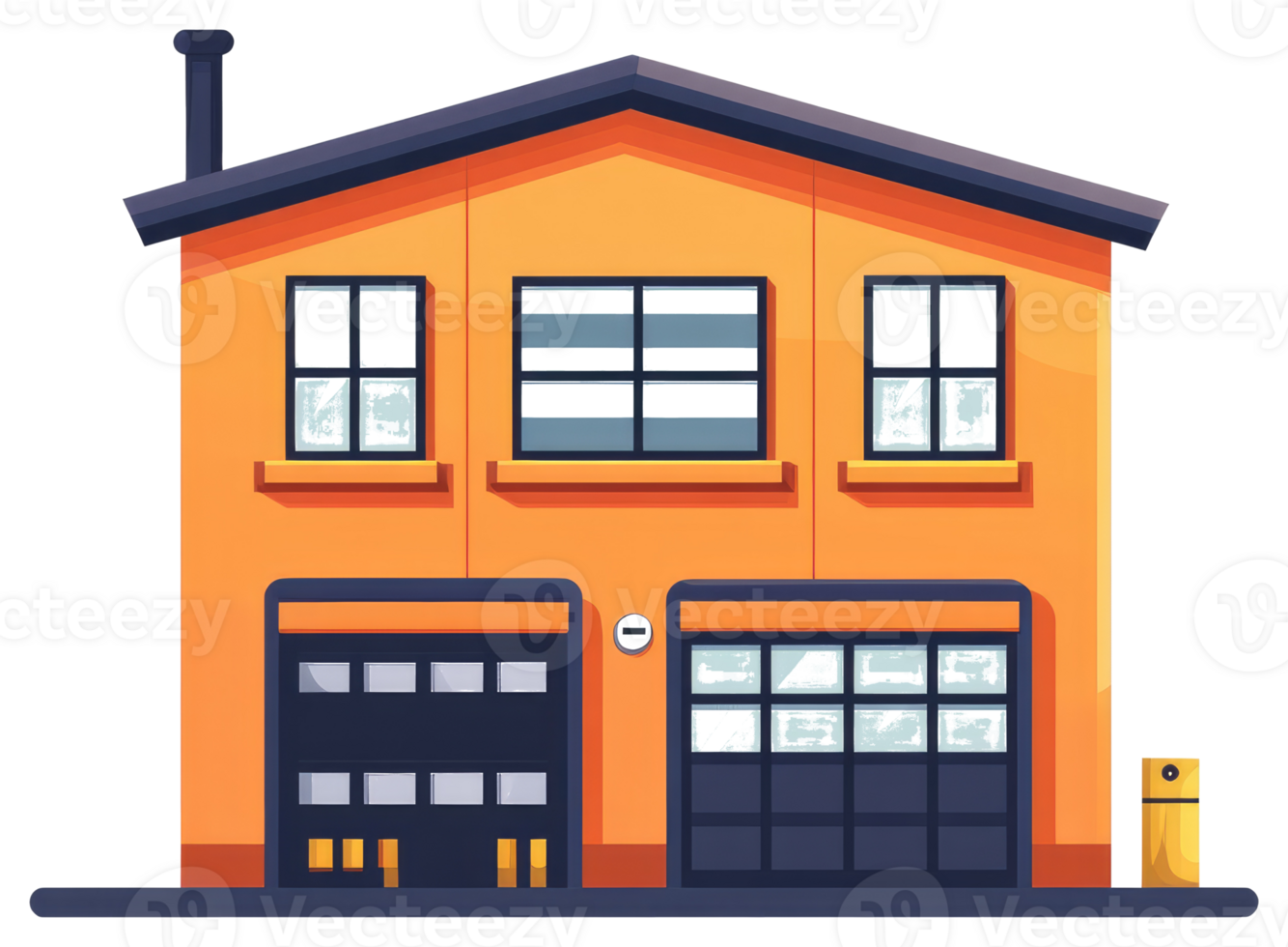 A vibrant cartoon depiction of a two bay building facade png