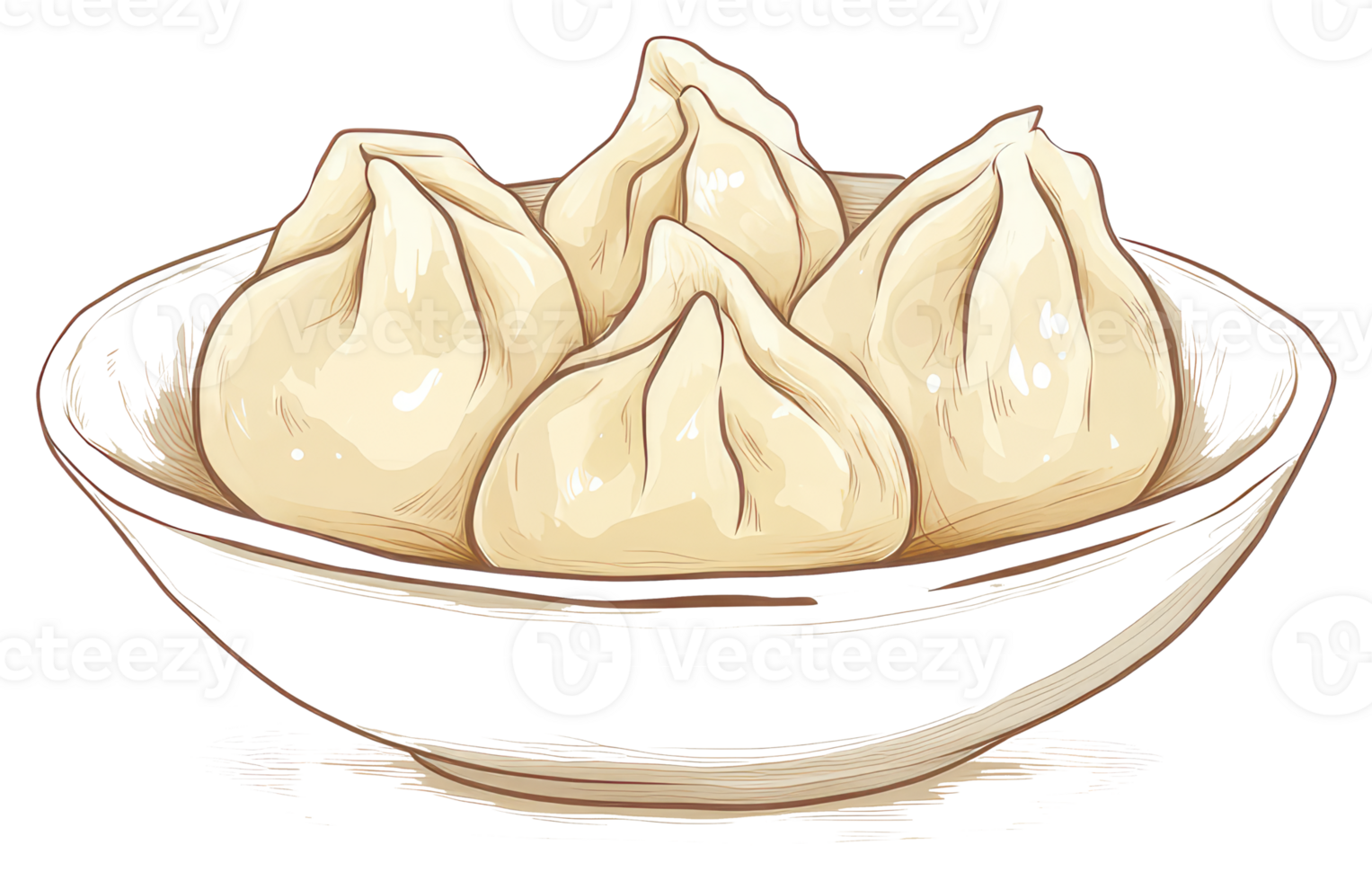 A bowl containing a delicious serving of savory dumplings or buns png