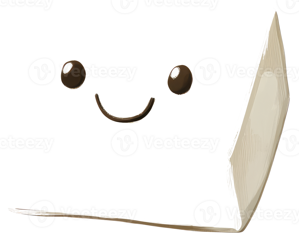 A cartoon laptop showing a happy smiling face on display png
