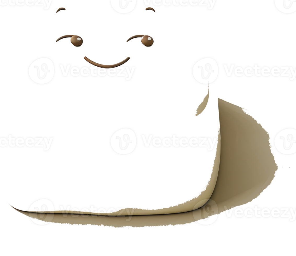 A smiling paper roll face with expressive eyes winking subtly png