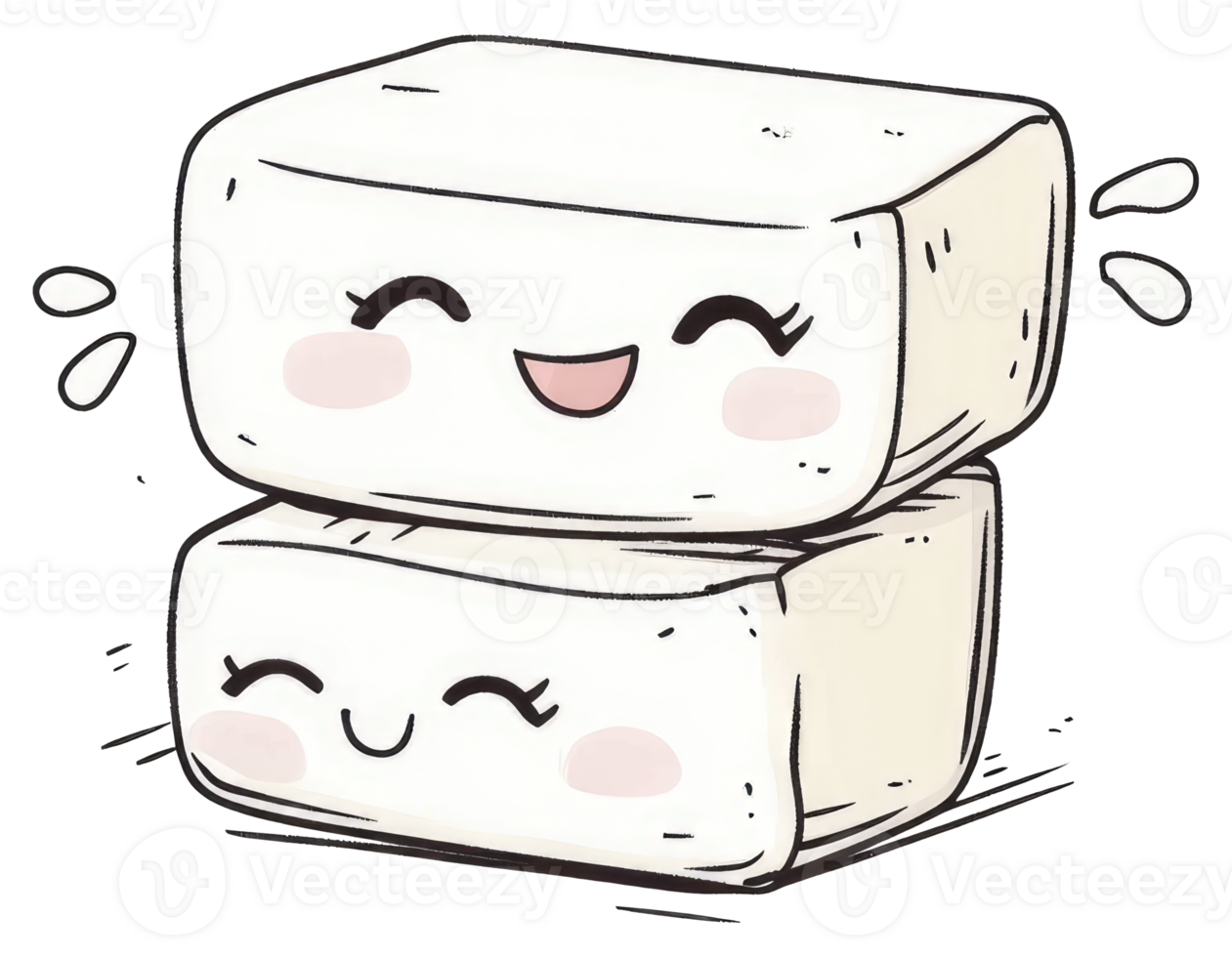 Two smiling stacked blocks of a cartoon illustration image png