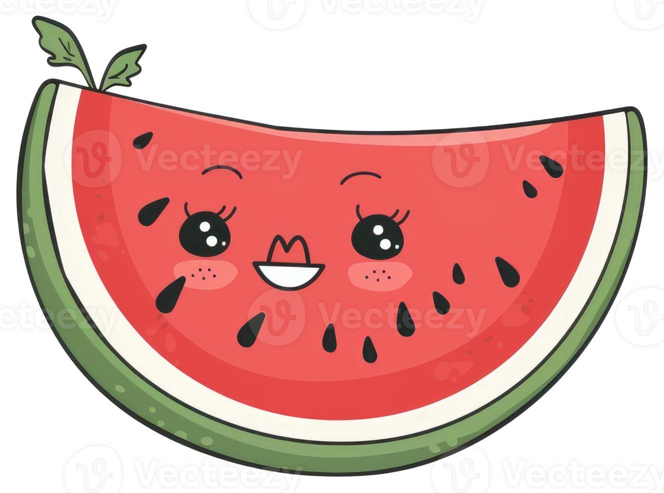 A happy cartoon slice of ripe watermelon with features png