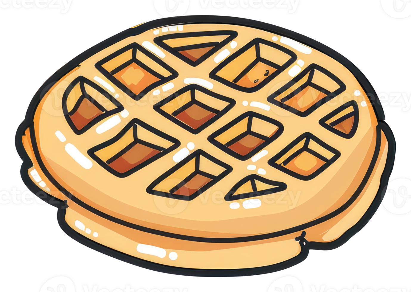 A Cartoon Illustration Depicting a Golden Brown Waffle png