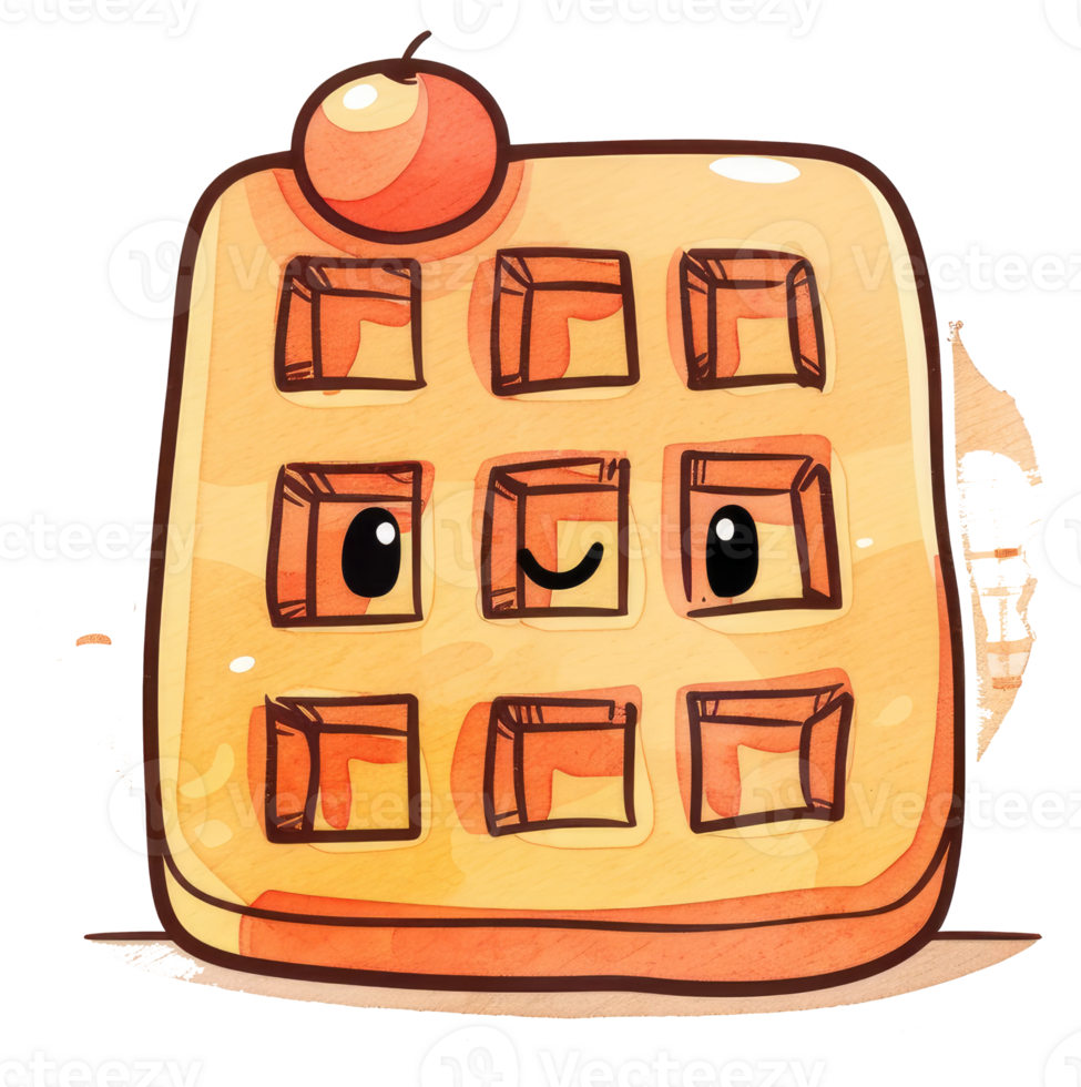 A happy smiling waffle topped with a delicious red berry fruit png