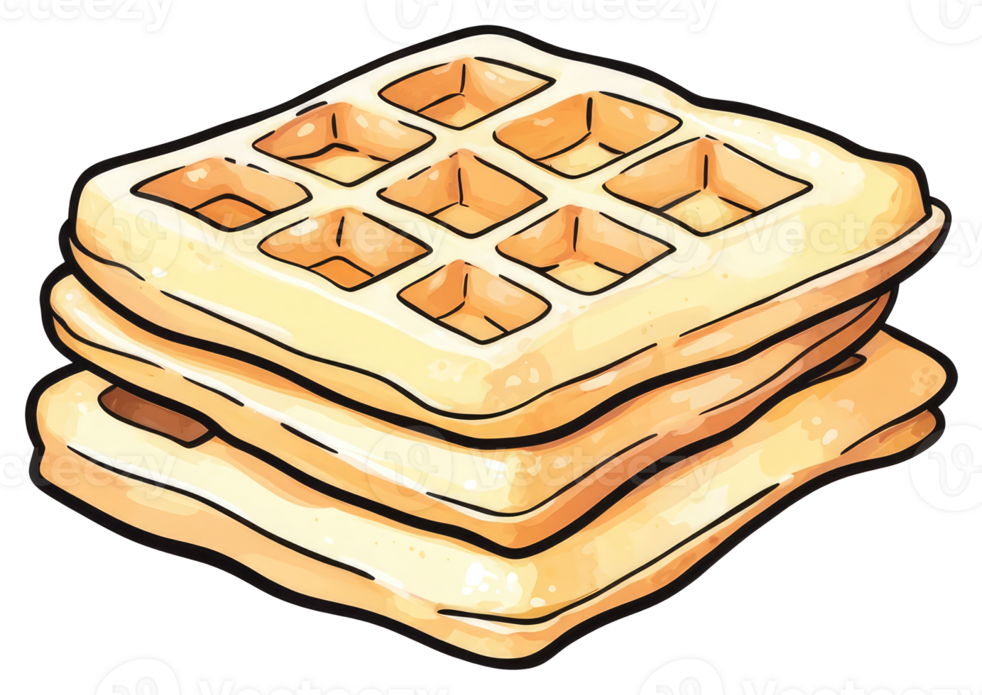 A stack of square waffles ready to be eaten as breakfast png