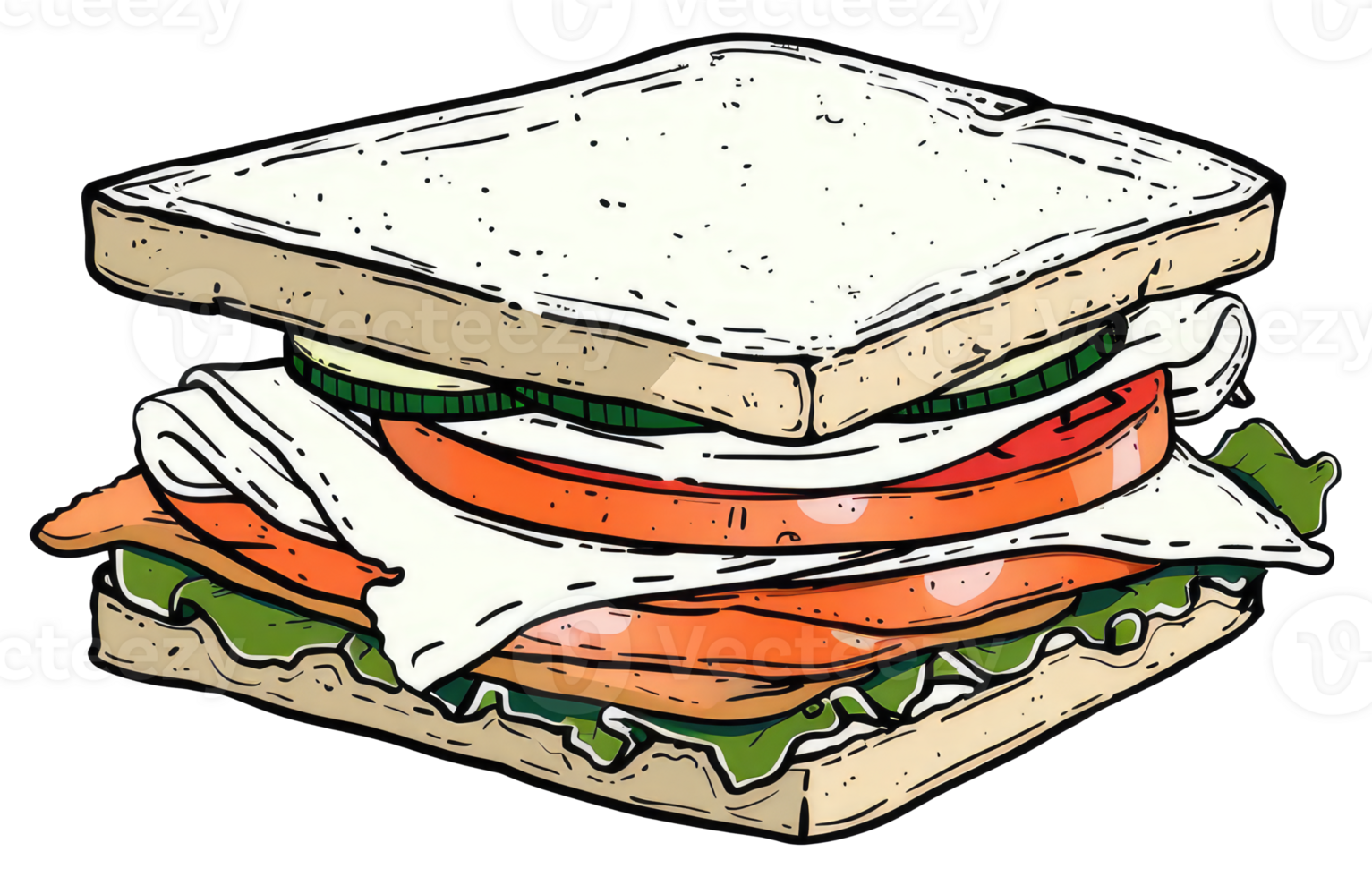 A delicious sandwich containing various fresh ingredients is depicted png