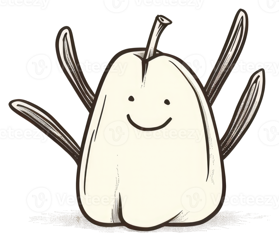 Smiling stylized pepper with arms raising in a playful manner png