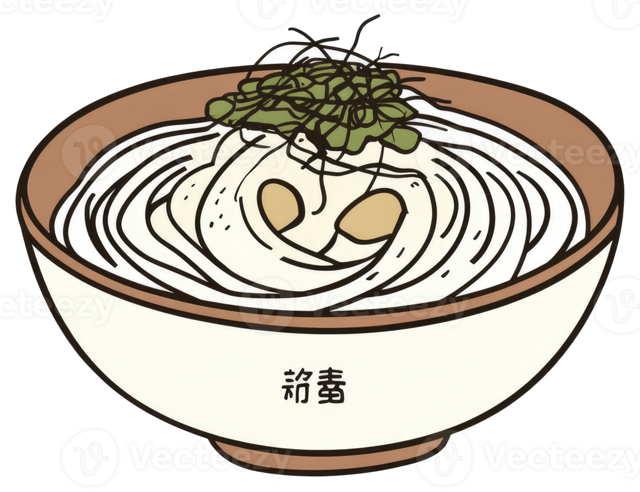 An illustration depicting a bowl of delicious noodles with toppings png
