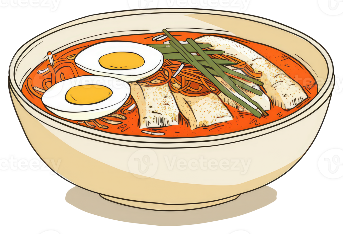A Delicious Bowl of Noodles with Vegetables and Eggs png