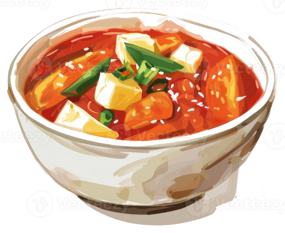 A delicious bowl of food with various ingredients and broth png