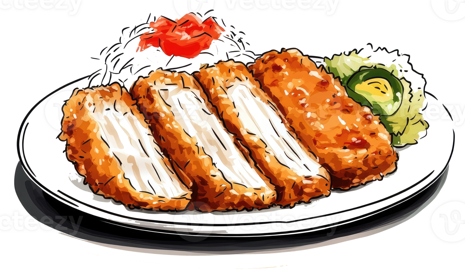 A Delicious Plate Displaying Breaded Fried Meat Served Alongside Vegetables png