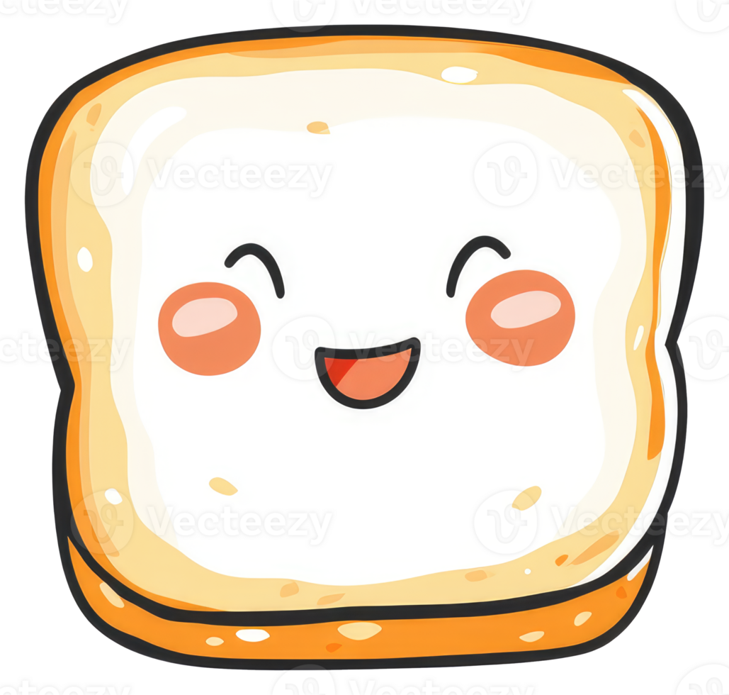 A smiling and friendly cartoon illustration of a bread slice png
