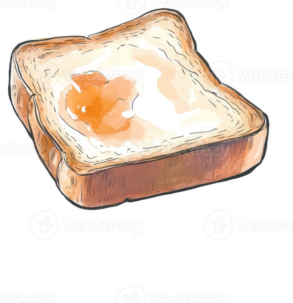 A Slice Of Bread Toasted With Egg Yolk And Butter png