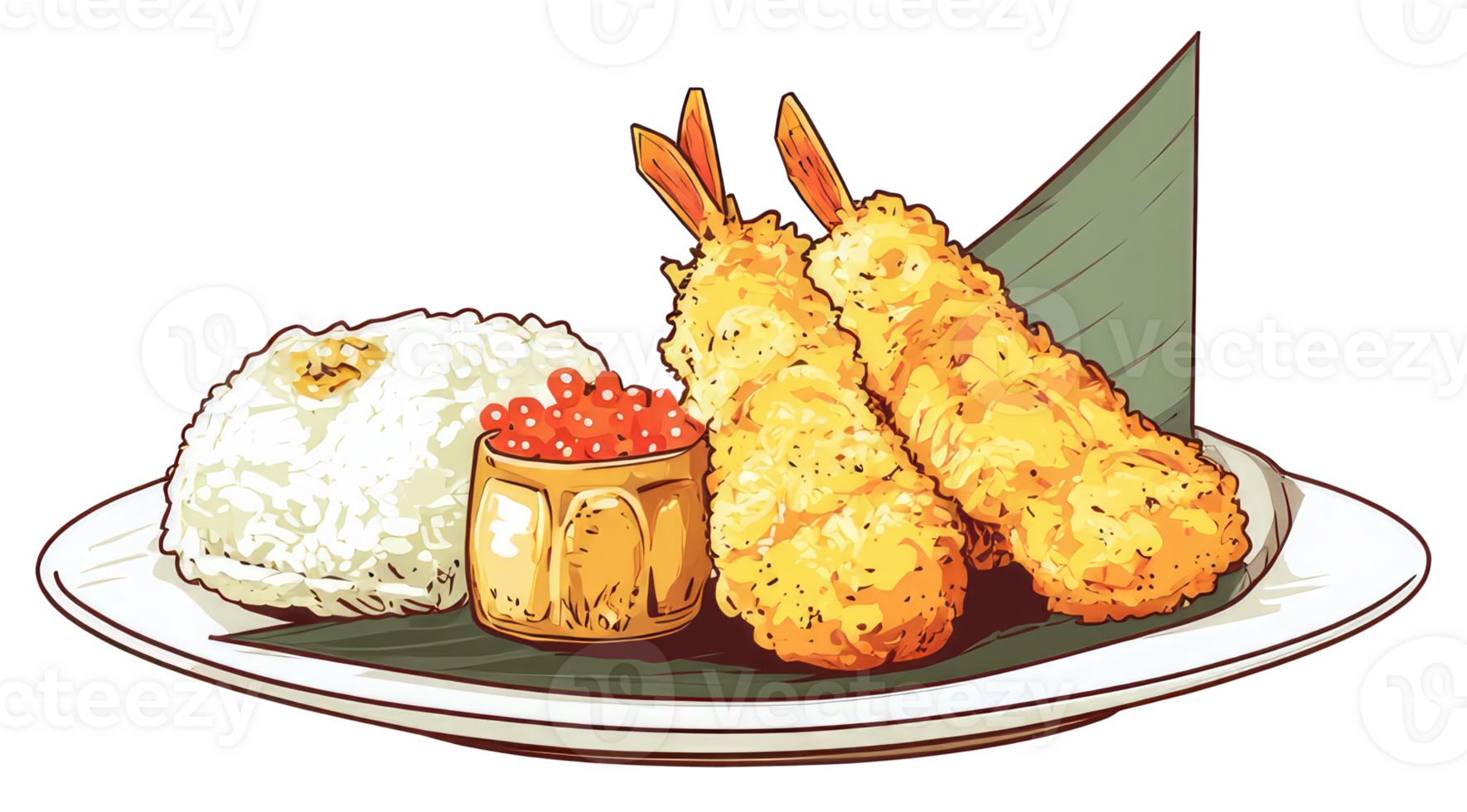 An illustration showcasing traditional japanese dishes beautifully presented on a plate png