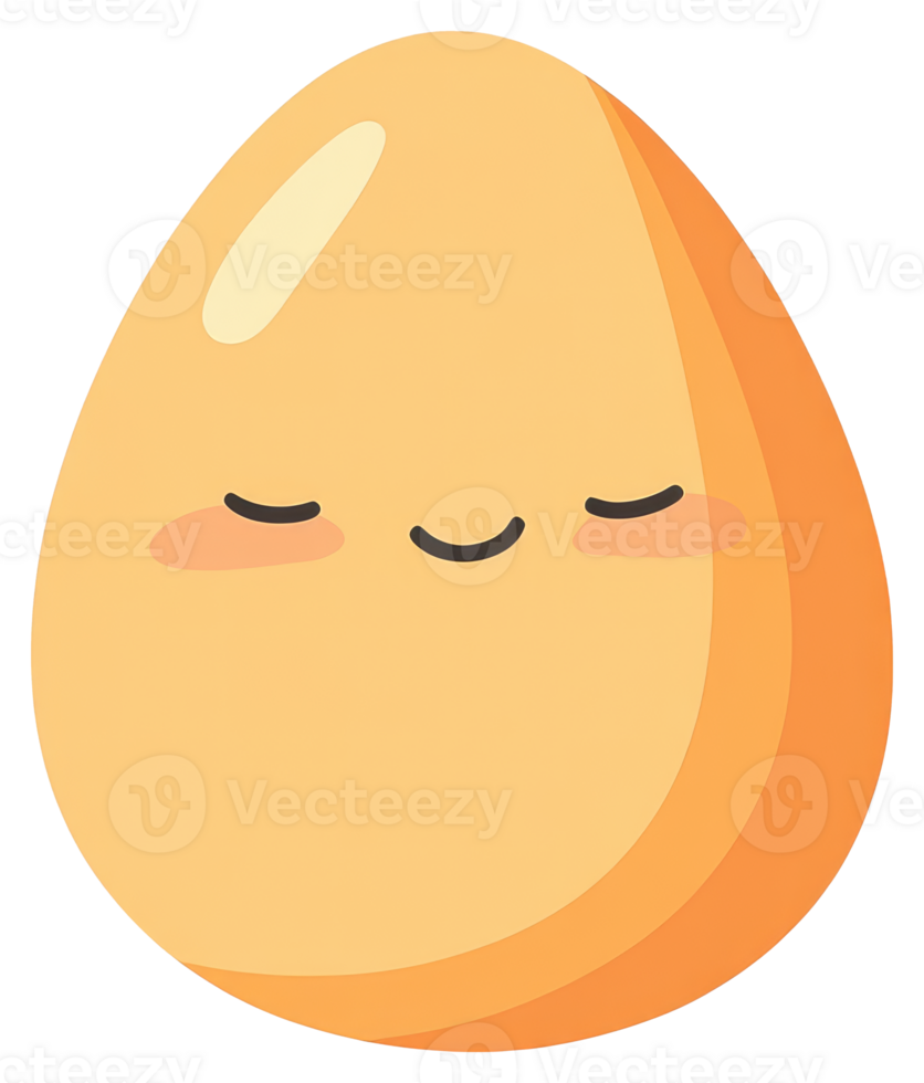 An Egg Shaped Cartoon Character with Closed Eyes and Smiling png