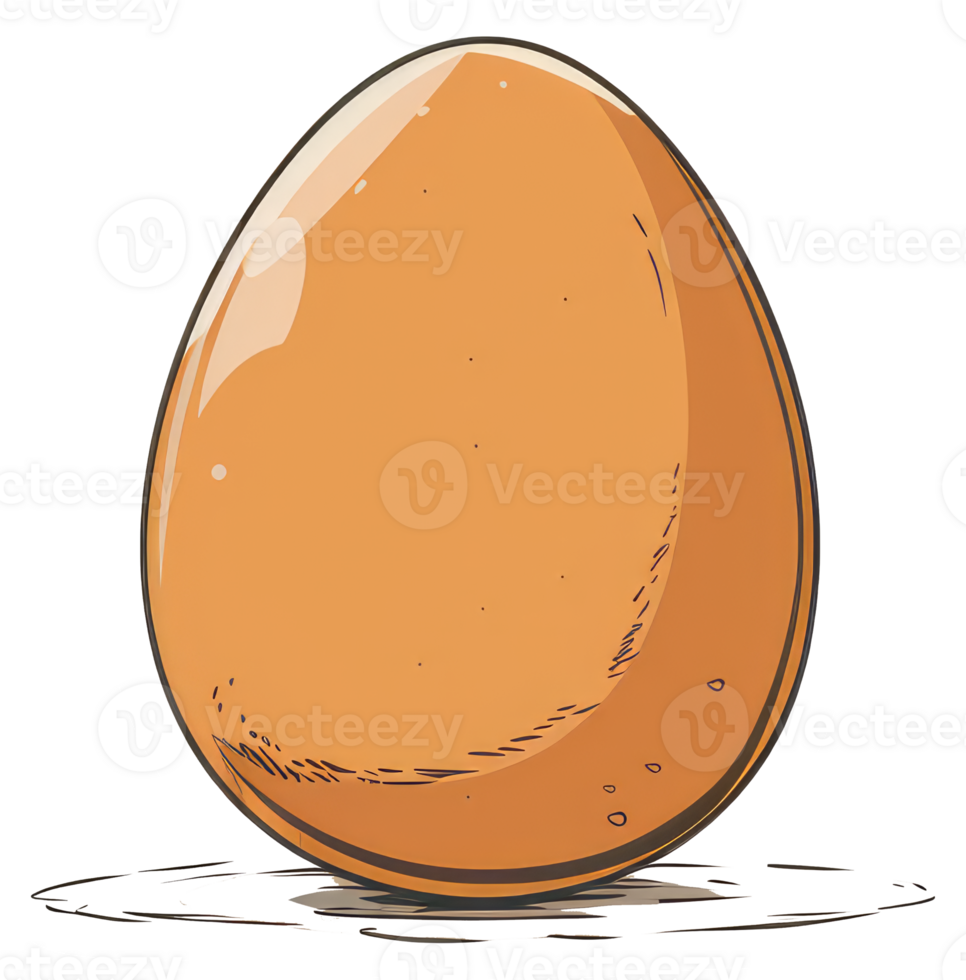 A digitally illustrated single brown egg on a white background png