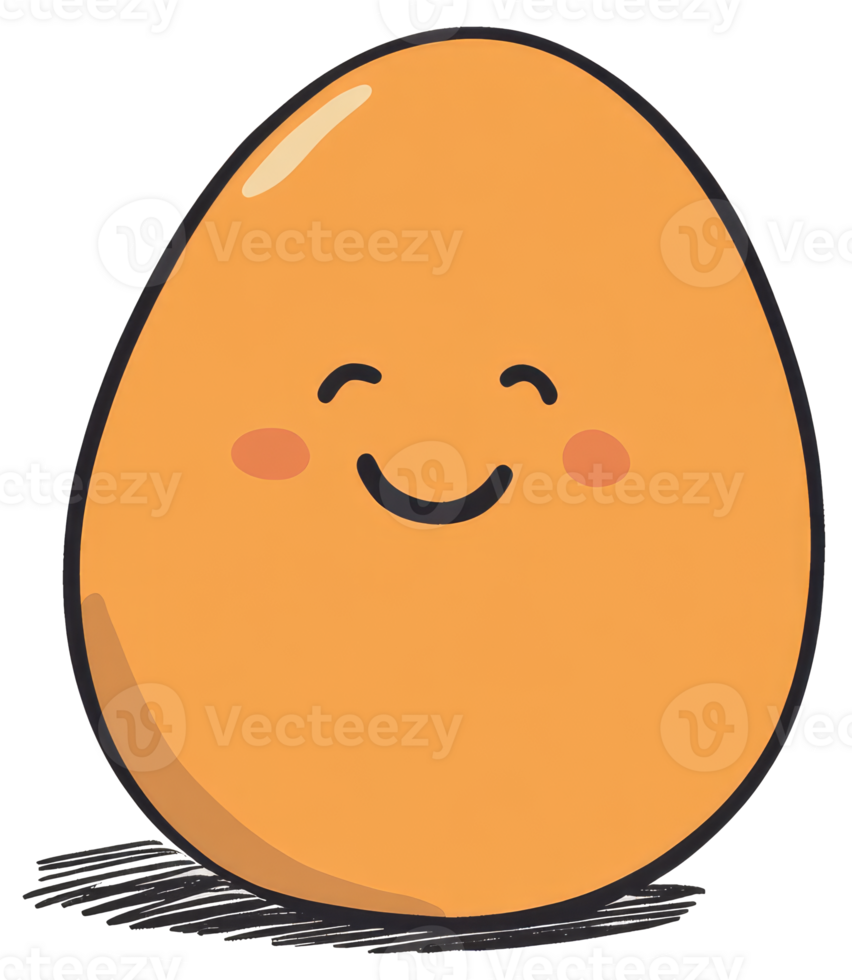 A happy cartoon egg with a smiling face is shown png