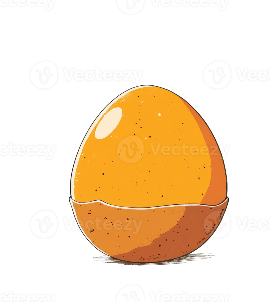 A bright egg shell holding the yolk in an animated depiction png
