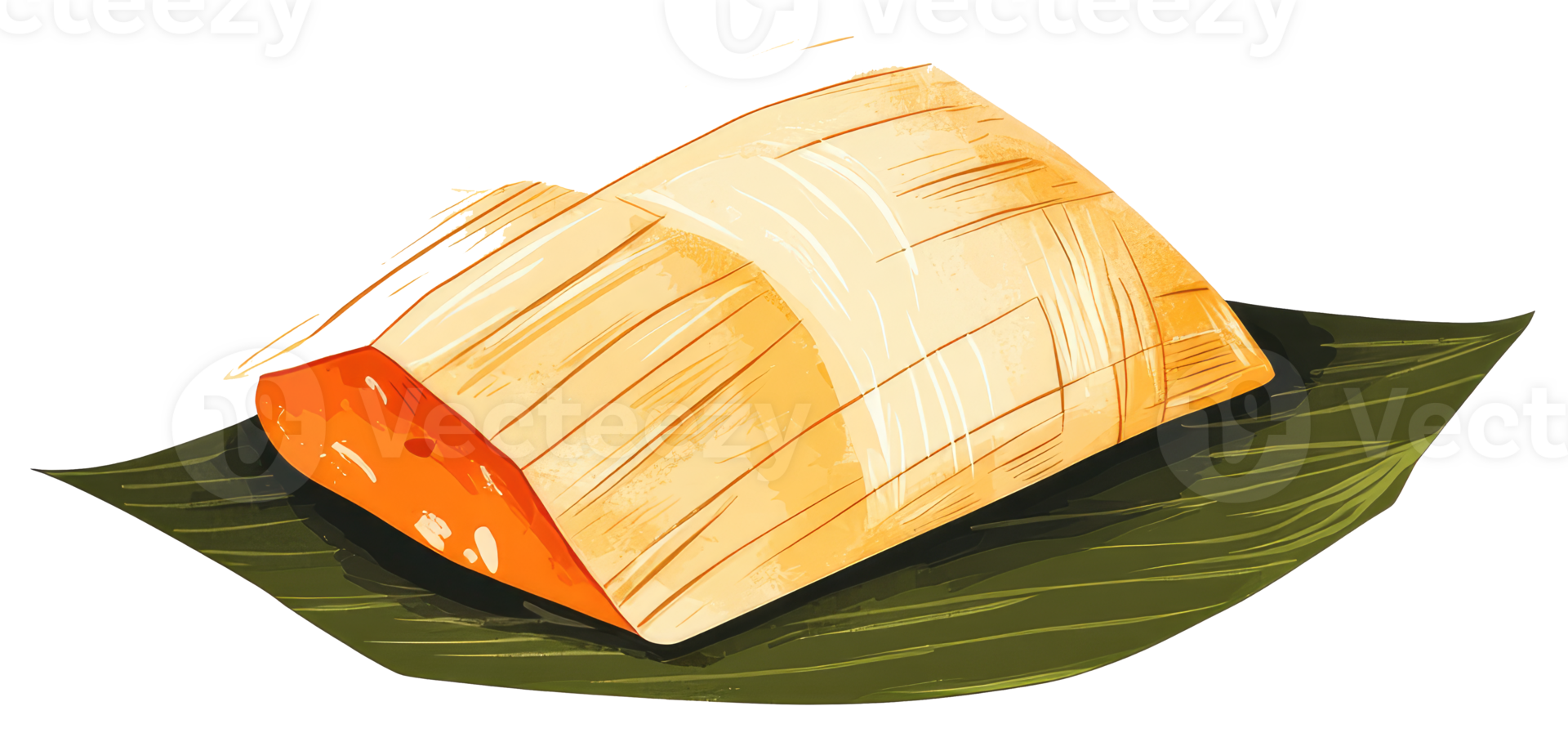 An illustration depicts a traditional food item presented on a leaf png