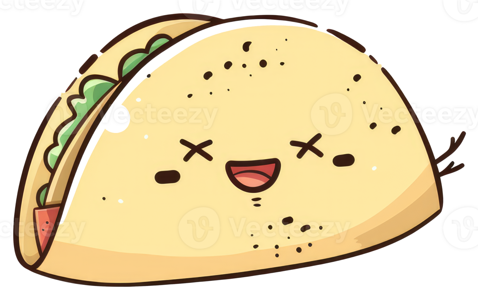 A happy animated cartoon taco with smiling face expression png