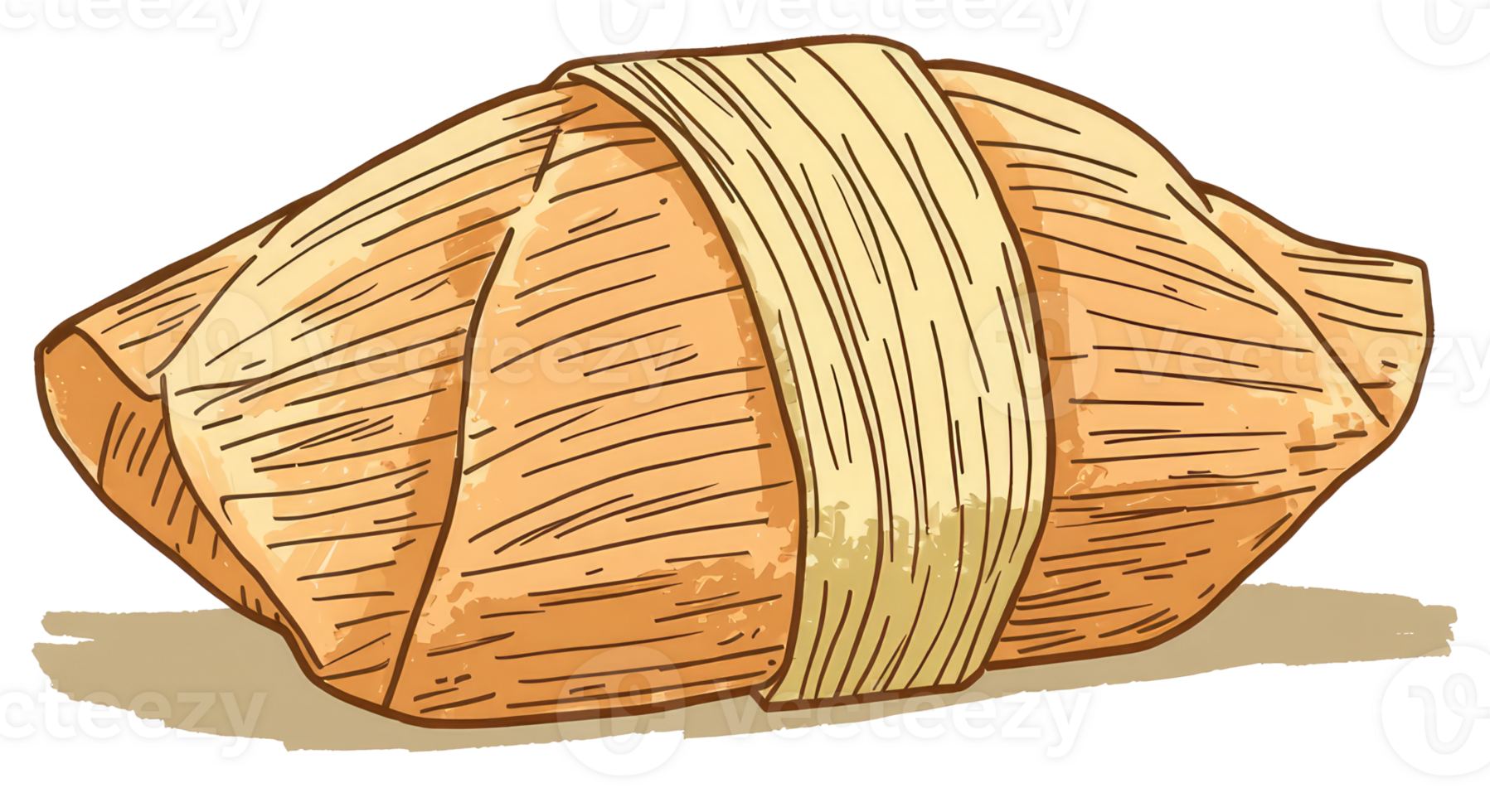 A brown tamale wrapped with corn husk illustration artwork png