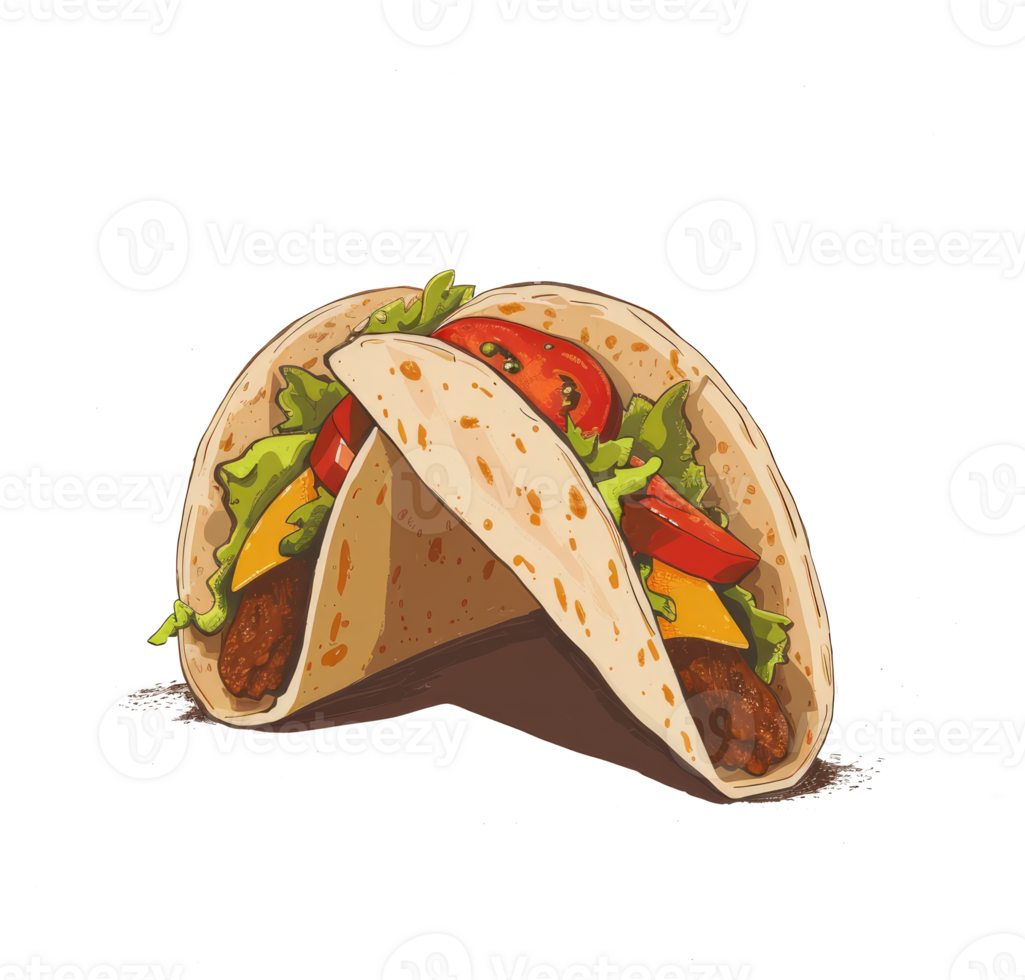 Two Delicious Fully Loaded Tacos Presented with Vibrant Colors png