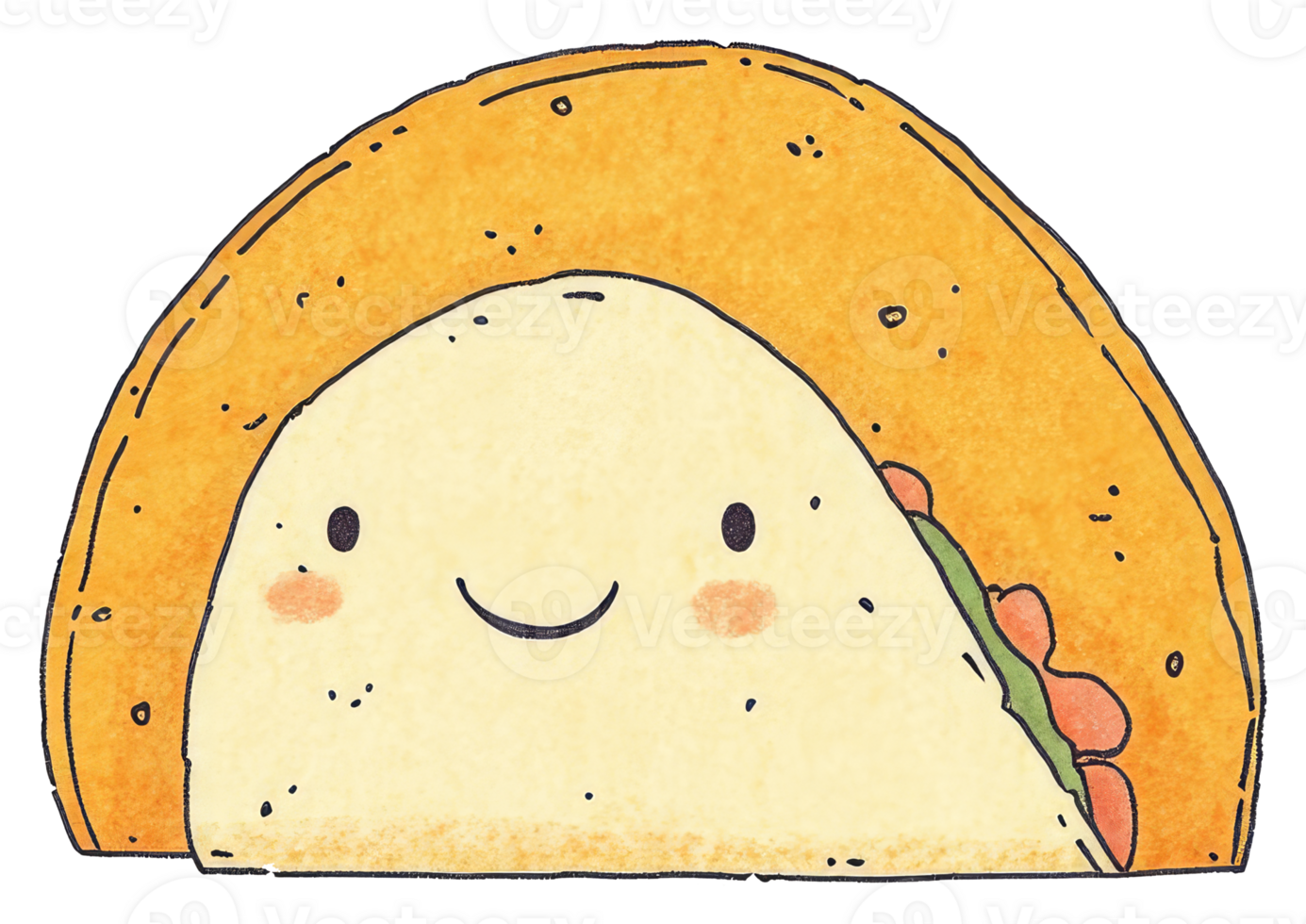 A Happy Smiling Taco Cartoon Illustration Is Depicted Here png