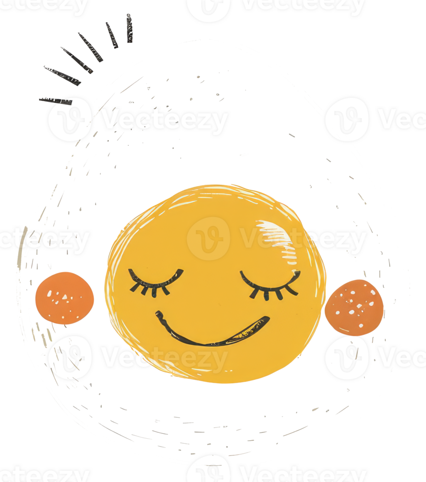 A charming illustration of a smiling egg with closed eyes png