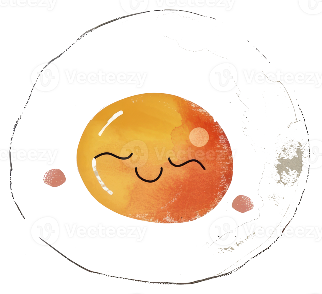 A happy cartoon egg with a sunny yellow yolk and smiling png