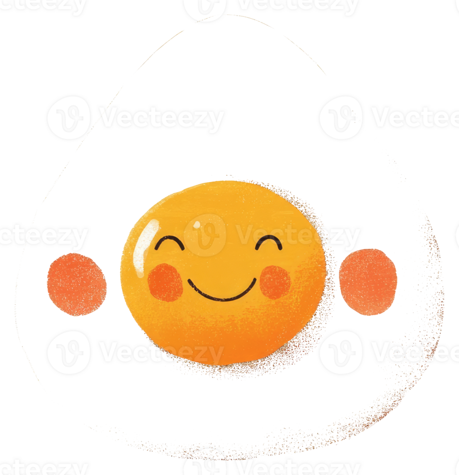 A smiling egg yolk and white with rosy cheek details png