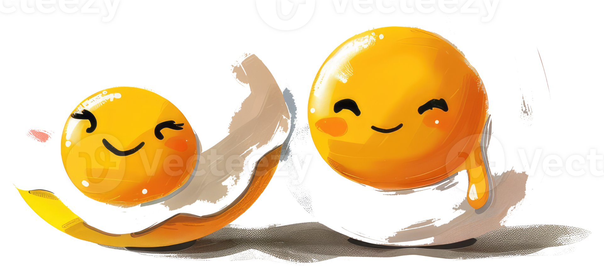 Two cheerful eggs with happy faces displayed in a cartoon style png