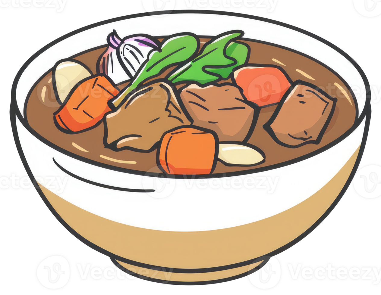 A close up of a hearty stew served in a bowl png